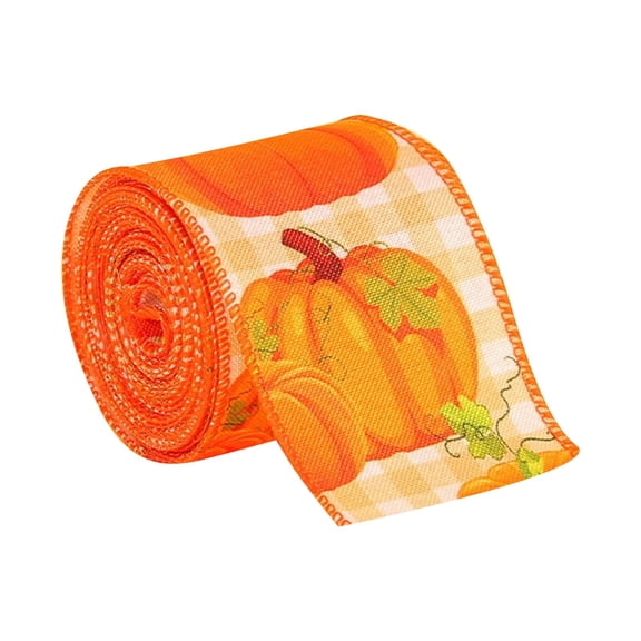 EWSFHUI Fall Ribbon Wired 1 Rolls 2.36 Inch,Total 15 Ft,Vintage Truck/Pumpkin/Maple Leaves/Fall Plaid/Buffalo Plaid with Pumkin Ribbon for Wreaths,Big Bows,Thanksgiving Decoration
