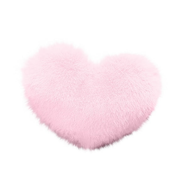 Nmdmisc Fluffy Heart Throw Pillows,Shaggy Decorative Pillow for Sofa Couch Bed,Cute Room Decor Gifts for Women Girls Kids - Decorations for Valentines Day Mothers Day Christmas (Pink)