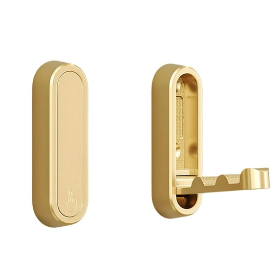 Nmdmisc Foldable Invisible Hook Zinc Alloy Bathroom Wall Hook Retractable for Closet Scarf Hat Robe Key Purse Bag Folding Hooks Minimalist Style (Gold)