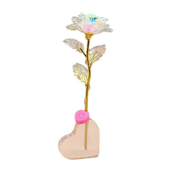 Nmdmisc Galaxy Rose Enchanted Crystal Flower with Heart Base,Rainbow Rose Gifts for Her,Wife,Grandma,Mom and Sisters on Christmas Birthday Mother's Day Anniversary Day