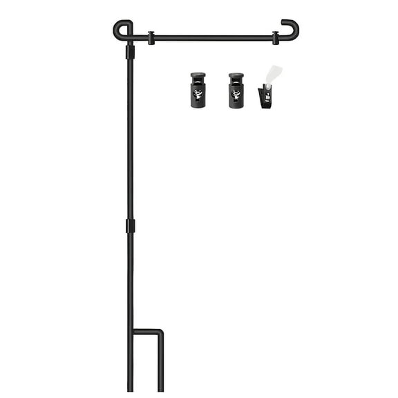 Nmdmisc Garden Flag Stand,Premium Yard Flag Pole Holder (36"17") Metal Powder-Coated Weather-Proof Paint with One Clip and Two Spring Stoppers Without Flag, Black