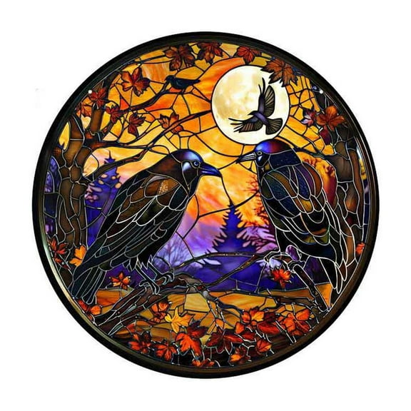 Nmdmisc Glow in The Dark Halloween Wall Decor,Luminous Crow Acrylic Window Hanging Ornament,Spooky Halloween Decor Window Display, Living Room, Bedroom Wall Decorations,7.9"