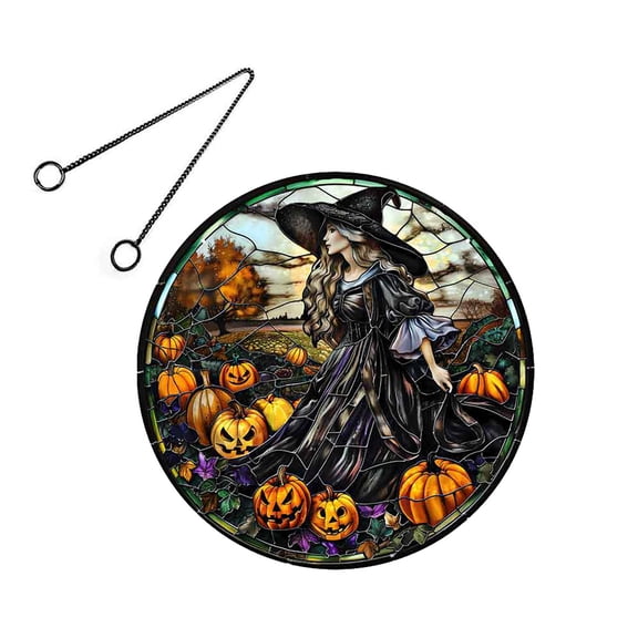 Nmdmisc Glow in The Dark Halloween Wall Decor,Luminous Spooky Ghost Skull Skeleton Pumpkin Acrylic Window Hanging Ornament for Living Room Kitchen Halloween Decorations (11.8"/30cm)