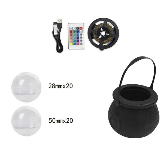 Nmdmisc Halloween Decorations Indoor - DIY Bubbling Cauldron Set - Black Plastic Bowl Party Decoration - Vintage Decor for Home Kitchen Room Party Table Halloween Decor Witch Jar Bubble Pot Set