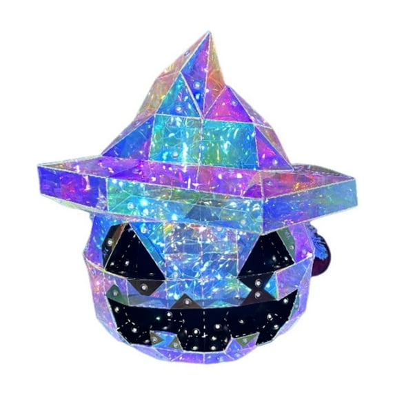 Nmdmisc Halloween Decorations,Prismatic Iridescent Pumpkin Statue,Funny Colorful Pumpkin Led Light,Colorful Led Lights up for Party Birthday Christmas Room Decor (Pumpkin 11.81")
