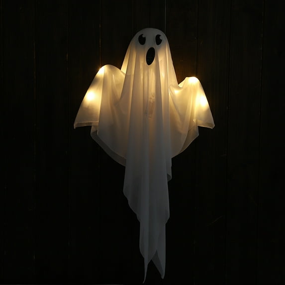 Nmdmisc Halloween Hanging Ghost,20inch Ghost Pendant Decorations Lamp,Cute Light Up Flying Ghost Decoration,Hanging Decorations Outdoor (Yellow Light)