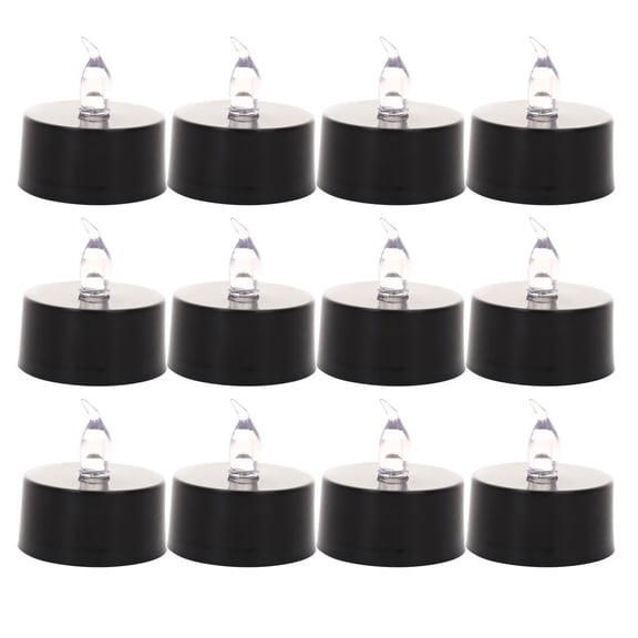 EWSFHUI Halloween LED Tea Lights,12Pcs Flickering Flameless Tea Lights,Warm White,Battery Operated Tea Lights for Decoration(24 Pack,Warm Yellow Light, Black Base)