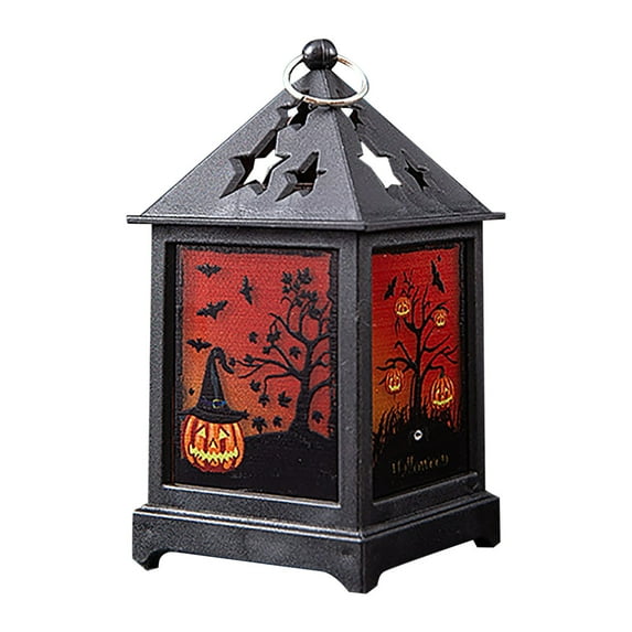 Nmdmisc Halloween Lantern with LED Candle Hangable Vintage Lanterns Portable Halloween Decorations Night Lamp for Home Party Porch Garden Flameless Electric Candles Lantern Decor Gifts