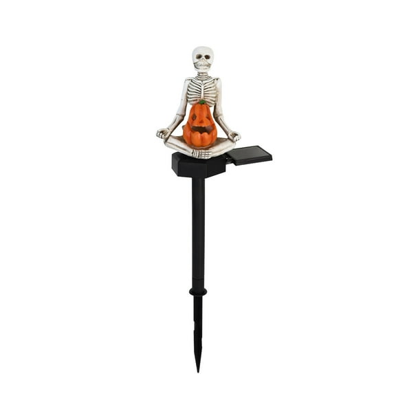 Nmdmisc Halloween Outdoor Decoration Solar Lights, Solar Yoga Skull Pumpkin Stake Light, Outdoor Waterproof Skeleton Stake Light, for Garden Yard Porch Driveway Walkway Lawn Party Decor