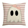 thumbnail image 1 of Nmdmisc Halloween Pillow Covers 18x18Inch Cute Pink Ghost Bowknot Stripe Striped Print Throw Pillows Outdoor Halloween Decorative Pillow Case Linen Cushion Covers Rustic Decor for Couch Sofa Bed, 1 of 6