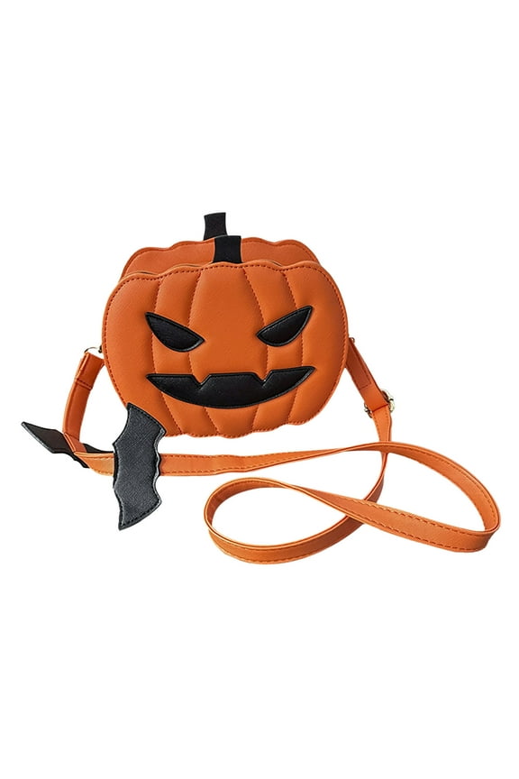 Halloween Purse Pumpkin Purse Crossbody Bag Novelty Devil Shoulder Bag PU Leather Halloween Pumpkin Crossbody Purse