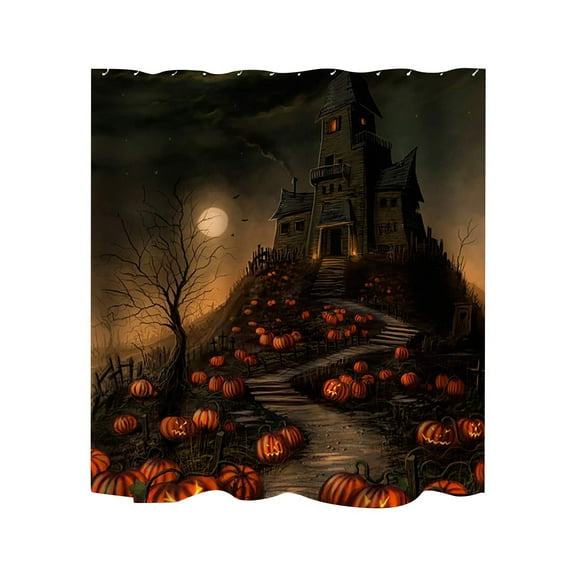 Nmdmisc Halloween Shower Curtain,Halloween Theme Waterproof Bath Curtain-71"x59",Bat Castles Waterproof Polyester Bath Curtain,Horror Home Indoor Decorations,Gifts for Halloween Party