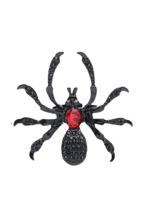 Halloween Spider Rings for Women Men Vintage Gothic Punk Ring Big Black Spider Knuckle Rings Ruby Ring Adjustable Open Rings Halloween Party Jewelry Gifts
