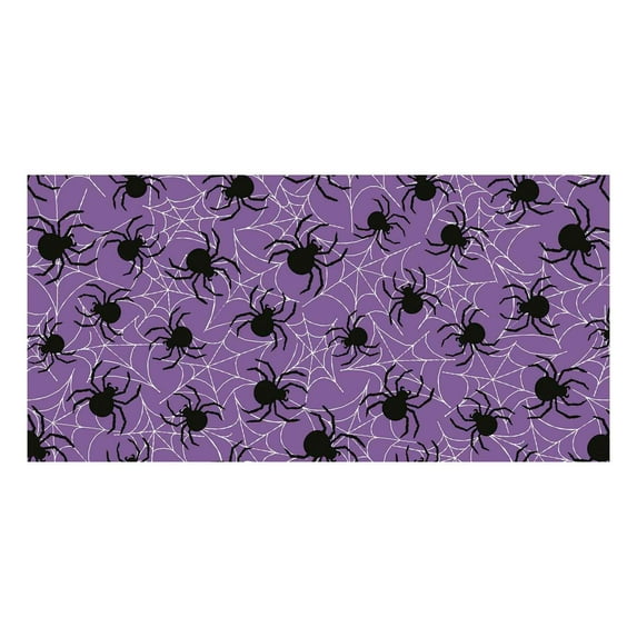 Nmdmisc Halloween Spider Web Tablecloths 7.21*4.26 ft Disposable Purple Table Covers Spiderweb Rectangle Plastic Waterproof Table Cloths for Halloween Party Decoration Supplies