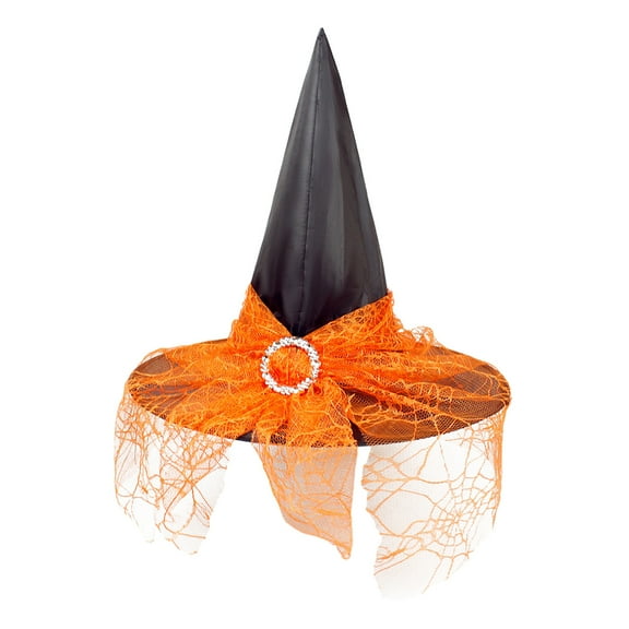 Nmdmisc Halloween Witch Hat for Women, Mesh Lace Fancy Dress Wizard Costume Accessory for Cosplay Parties