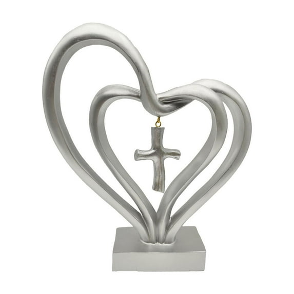 Nmdmisc Heart Sculpture Silver Home Love Decor,Couple Showpiece Love Sculpture Romantic Figurine,Companion Home Commemorate Decor Accents,Anniversary Romantic Gift for Couple Love Statue