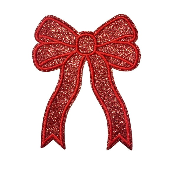 Nmdmisc Iron On Bow Patches for Clothes,Sweatshirt Side Bow Embroidered Patch,Shiny DIY Decorative Accessories Lovely for Girls Women Clothes Backpacks Jackets,Bow Patches Iron On (Red)
