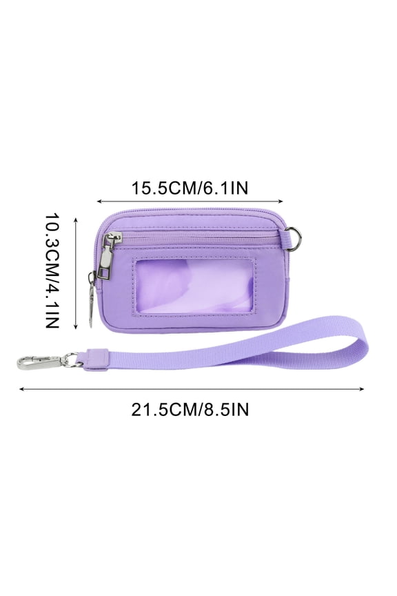 Keychain Wallet, (The Iris Wallet), Zip Card Case with ID Window, Purple