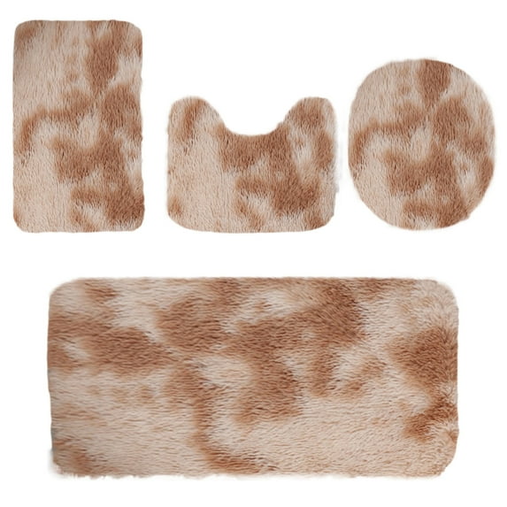 Nmdmisc Memory Foam Bathroom Rug Mat Set of 4,Toilet Mats,Bath Rug,Area Rug,Bath Carpet,Soft Quick Drying Water Absorption,Non-Slip,Machine Washable,for Bathroom,Home Decor (Khaki)