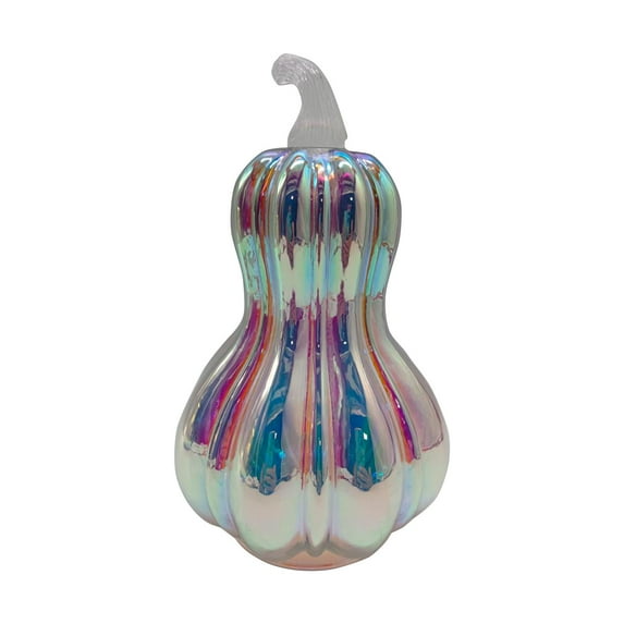 Nmdmisc Mercury Glass Pumpkin Light with Timer,Battery Operated Led Iridescent Glass Pumpkin Light,Ideal for Halloween Fall Xmas Thanksgiving Rustic Decoration (5.11 * 8.46 in)