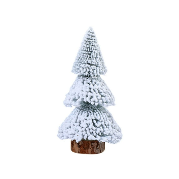 Nmdmisc Mini Christmas Tree Ornaments With Light Flock Cedar Tree Realistic Tabletop Pine Tree DIY Christmas Decoration Christmas Gift,5.9"