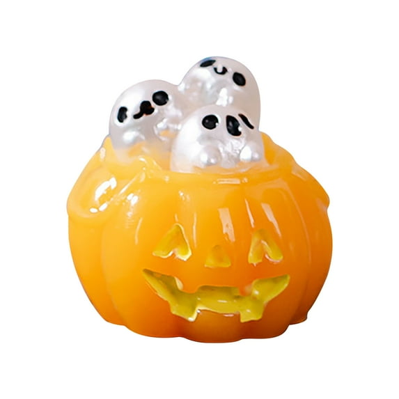 Nmdmisc Mini Halloween Resin Ornaments Miniature Glowing-in-the-dark Halloween Creativing Cute Ghost Devil Pumpkin Decorations DIY Accessories Resin Knick-knacks Halloween Gifts