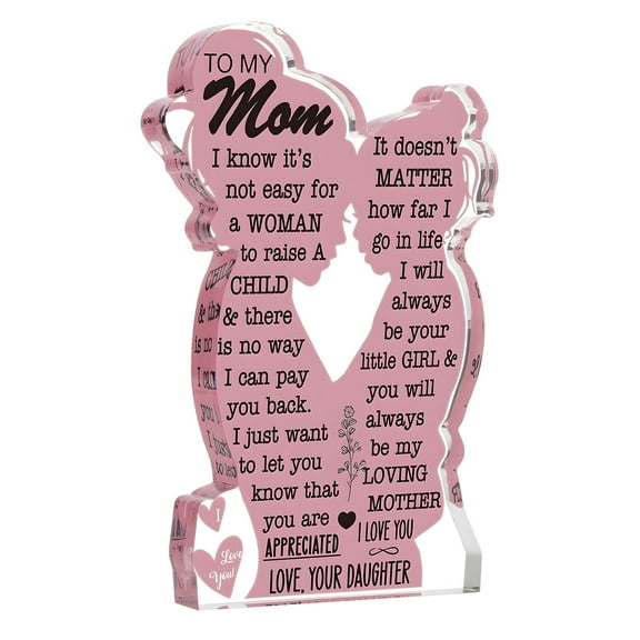 Nmdmisc Mom Gifts from Daughter Christmas Gift for Mom,Mom Birthday Ideas Gift Cool Mother's Day Gifts from Daughter Best Mom Ever Gifts New Mom Single Mom Christmas Acrylic Plaque Sign 5"x3"