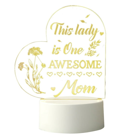 Nmdmisc Mother's Day Gift - LED Acrylic 3D Mother's Day Greeting Gift Light, Engraved Night Light Lamp Gifts for Mom,Mom Gifts from Daughter Son