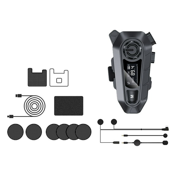 Nmdmisc Motorcycle Bluetooth Headset,Motorcycle Helmet Bluetooth Headset with Smart LED Display,FM Radio,HD Calling and HiFi Music,IPX6 Waterproof,Compatible with All Helmets