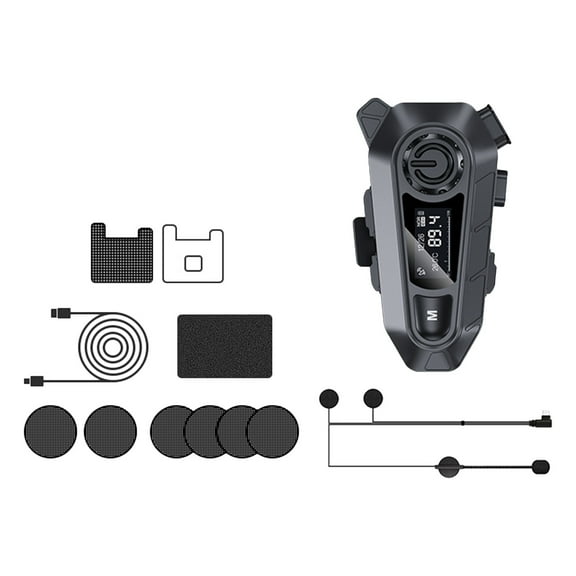 Nmdmisc Motorcycle Bluetooth Headset,Motorcycle Helmet Bluetooth Headset with Smart LED Display,FM Radio,HD Calling and HiFi Music,IPX6 Waterproof (full helmets/half helmets/face shields)