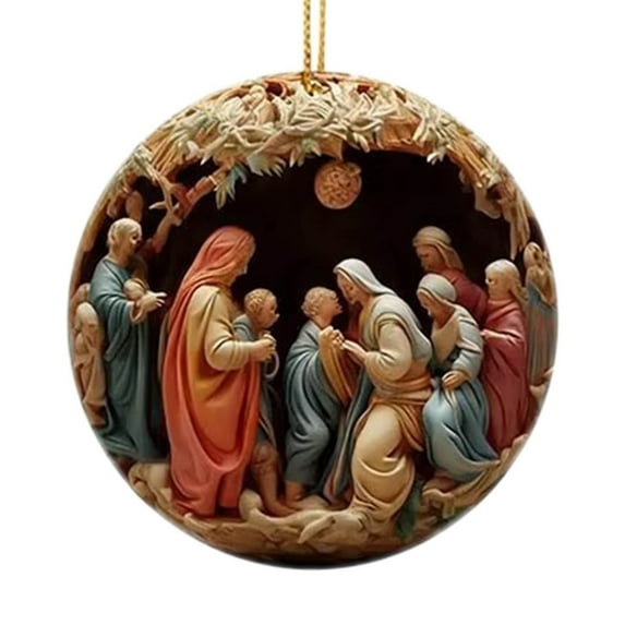 Nmdmisc Nativity Ornaments for Christmas Tree - 3.15" Catholic Christian Christmas Ornaments,Xmas Tree Birth of Jesus Hanging Religious Decorations,Jesus Nativity Scene Gifts (D)