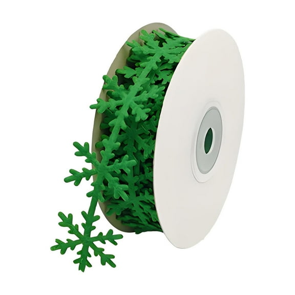 EWSFHUI Non-Woven Snowflake Shape Ribbon,1Inch x 16.4ft Gift Wrapping Trim Ribbon for Christmas Celebration Decoration,Festive Event,Birthday,Wedding Decoration,Embossed Ribbon (Green)