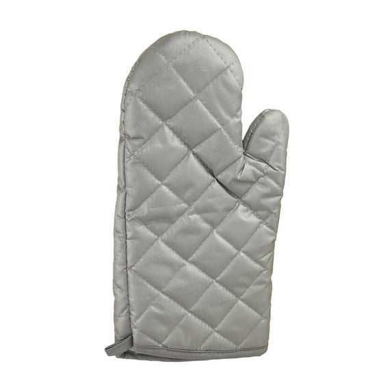 Nmdmisc Oven Mitts 1 Pair of Quilted Lining,Microwave Mitts,Heat Resistant Kitchen Gloves,Classic Flame Oven Mitt Set,6.7" * 12.6",Silver