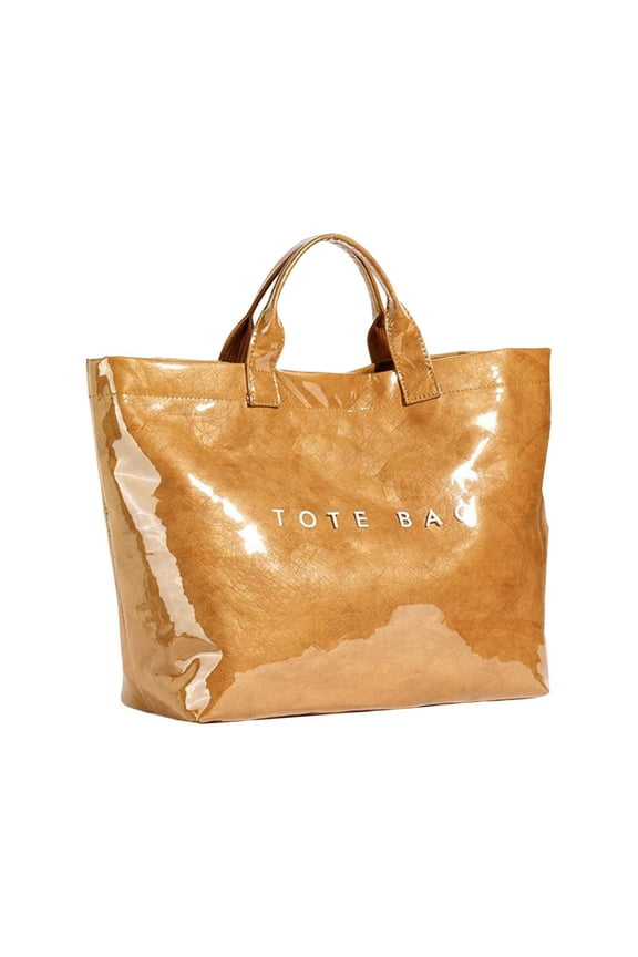 PVC Tote Bag for Women,Large Work Tote Bag for Women,Letter Print Tote Bag,Favorite Tote Bag (Brown)