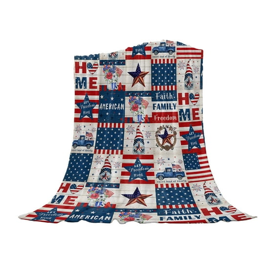 Nmdmisc Patriotic Stars Blanket 4th of July Blanket Fleece Soft Lightweight Bed Blanket Fireworks USA Flag Flannel Blanket for Independence Day Gifts Memorial Day 27.5" x 39.3"