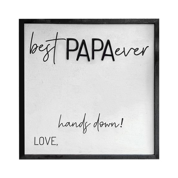Nmdmisc Personalized Best Dad Ever Hands Down DIY Hand Print Wood Sign,Wooden Decor Fathers Day Birthday Gifts for Daddy Papa from Daughter Son Wife