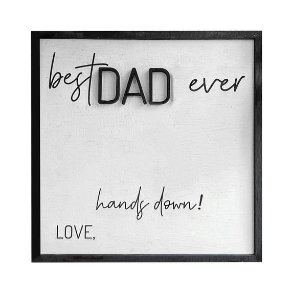 EWSFHUI Personalized Best Dad Ever Hands Down DIY Hand Print Wood Sign,Wooden Decor Fathers Day Birthday Gifts for Daddy Papa from Daughter Son Wife