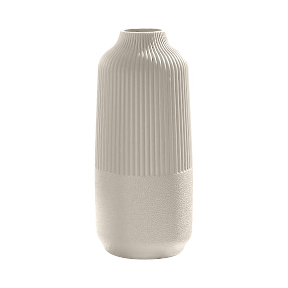 EWSFHUI Plastic Matte Vase for Home Decor Ribbed Vase for Room Office Shelf Decor, Simple Yet Gorgeous Classic Nordic Style Vases for Fresh Dried Flowers Pampas Grass,10"