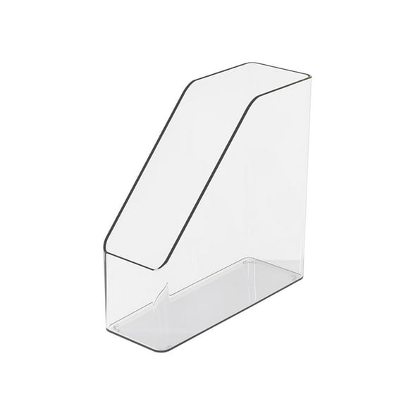 Nmdmisc Plastic Slim Vertical File Folder Storage Organizer Bin - Hold Notebooks,Binders,Envelopes,Magazines for Home Office,Work Desktops,Ligne Collection,Clear