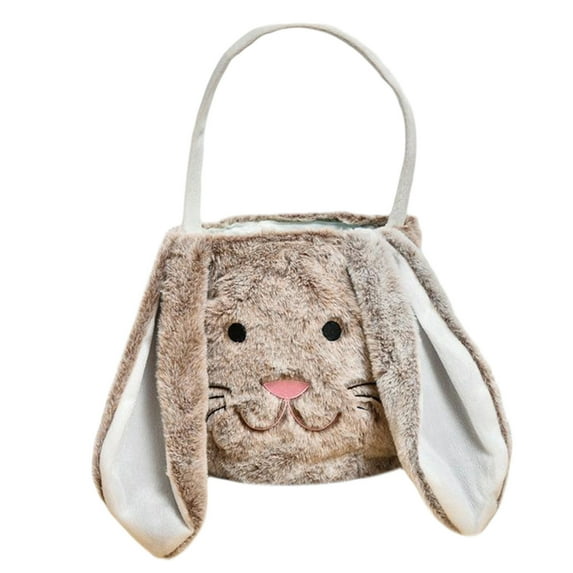 Nmdmisc Plush Easter Bunny Basket Easter Buckets with Long Plush Ear Personalized Egg Hunting Easter Bags,Bunny Easter Tote Bags for Easter Decorations Candy…