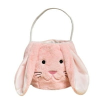 Nmdmisc Plush Easter Bunny Basket Easter Buckets with Long Plush Ear Personalized Egg Hunting Easter Bags,Bunny Easter Tote Bags for Easter Decorations Candy…