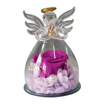 Nmdmisc Preserved Flower Rose Birthday Gifts for Mom,Glass Angels Figurines Gifts for Women Grandma Mothers,Forever Real Flowers Unique Gifts for Valentine Mother's Day (Purple)
