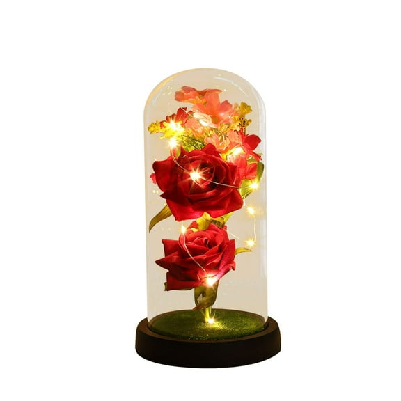 Nmdmisc Preserved Flowers Rose Galaxy Rose Enchanted Glass Crystal Flower Home Room Decor Great Mother Gifts Unique Ideas Birthday Gifts for Wife Mom Sister Friends Cute Stuff (Red)