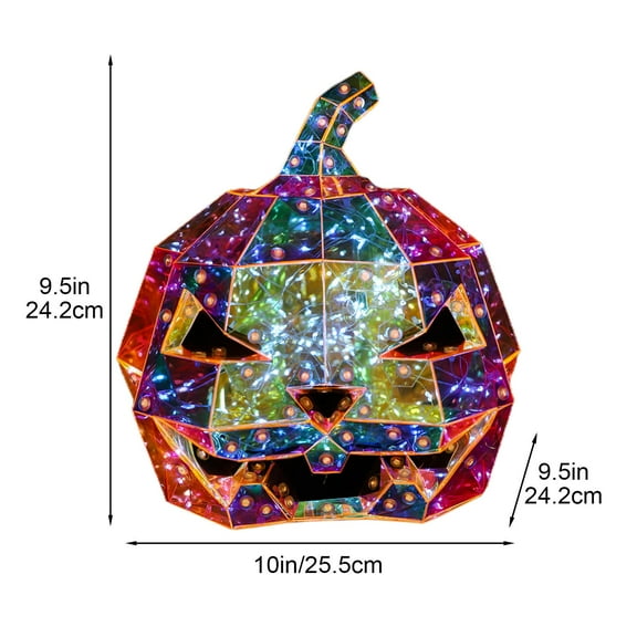 Nmdmisc Prismatic Iridescent Spooky Pumpkin 10",Halloween Pumpkin Decor,Prismatic Pumpkin LED Lights,LED Iridescent Pumpkin Night Light,Halloween Pumpkin Indoor Decorations