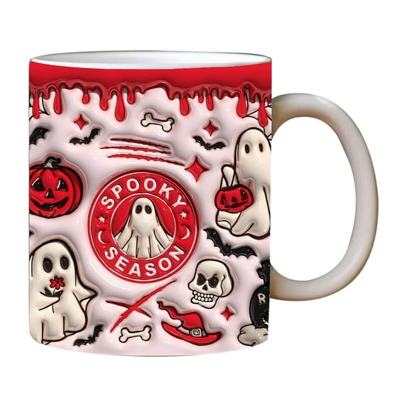 Nmdmisc Pumpkin Coffee Cup With Ghost, Halloween Coffee Mug, Halloween Ceramic Coffee Mug,Halloween Tumbler Cup, Perfect and Best Gifts for Coffee Lover (A)