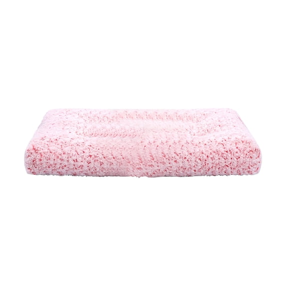Nmdmisc Rose Velvet Pet Bed,Orthopedic Support,Washable Dog Bed Deluxe Plush Dog Crate Beds Fulffy Comfy Kennel Pad Anti-Slip Pet Sleeping Mat for Large, Medium, Small Dogs Breeds, 21" x 13", Pink