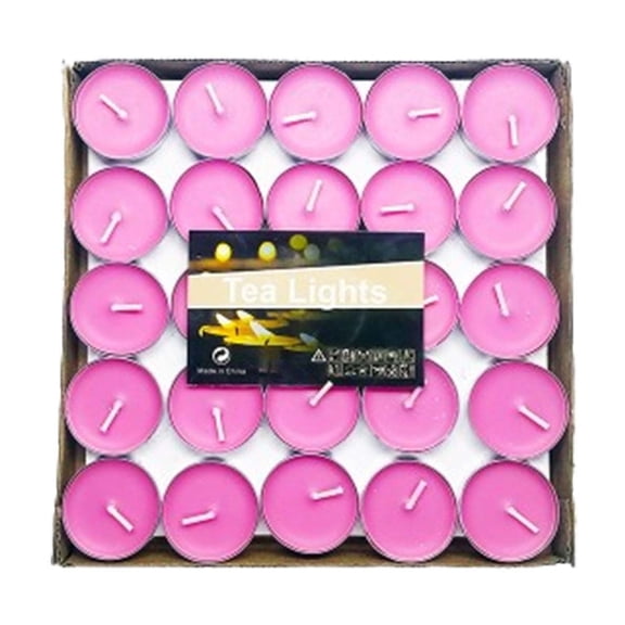 EWSFHUI Set of 50 Tealight Candles for Home Decor,Weddings,Parties,Christmas,Unscented Smokeless Candles with 1.5-2 Hours Extended Burn Time,Small,Pack for Home and Office (Pink)