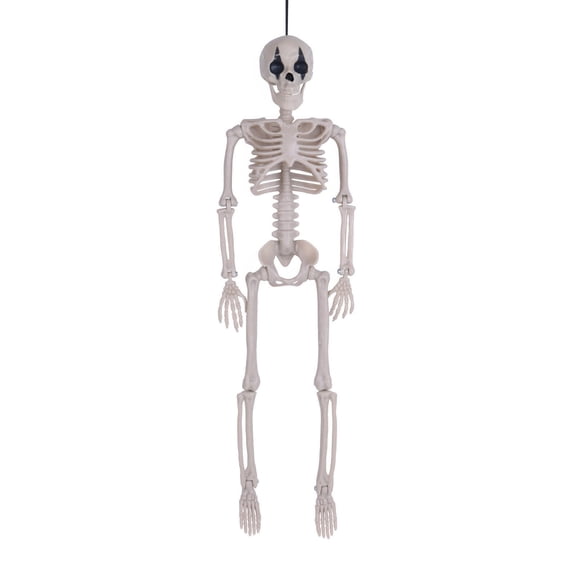 Nmdmisc Simulation Mini Human Skeleton Poseable Full Bones Skeleton Pendant for Indoor Outdoor,Realistic Skeleton Halloween Decoration Props for Haunted House Party Supplies 15.7"