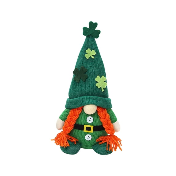 Nmdmisc St Patrick's Day Gnomes Plush Decorations,Green Irish Lerechaun Tomte Elf Gnome Doll Dwarf Figurines Handmade Faceless Elderly Irish Ornaments for Lucky Day Home Table Party Decor
