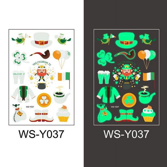 EWSFHUI St. Patrick's Day Tattoos Stickers Irish Tattoo Sticker Shamrock Tattoos Sticker Green Festival Rave Stickers Set Party Tattoos Decorations (Style E)